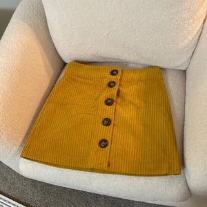 Sky and Sparrow Corduroy Mustard Yellow Button Skirt